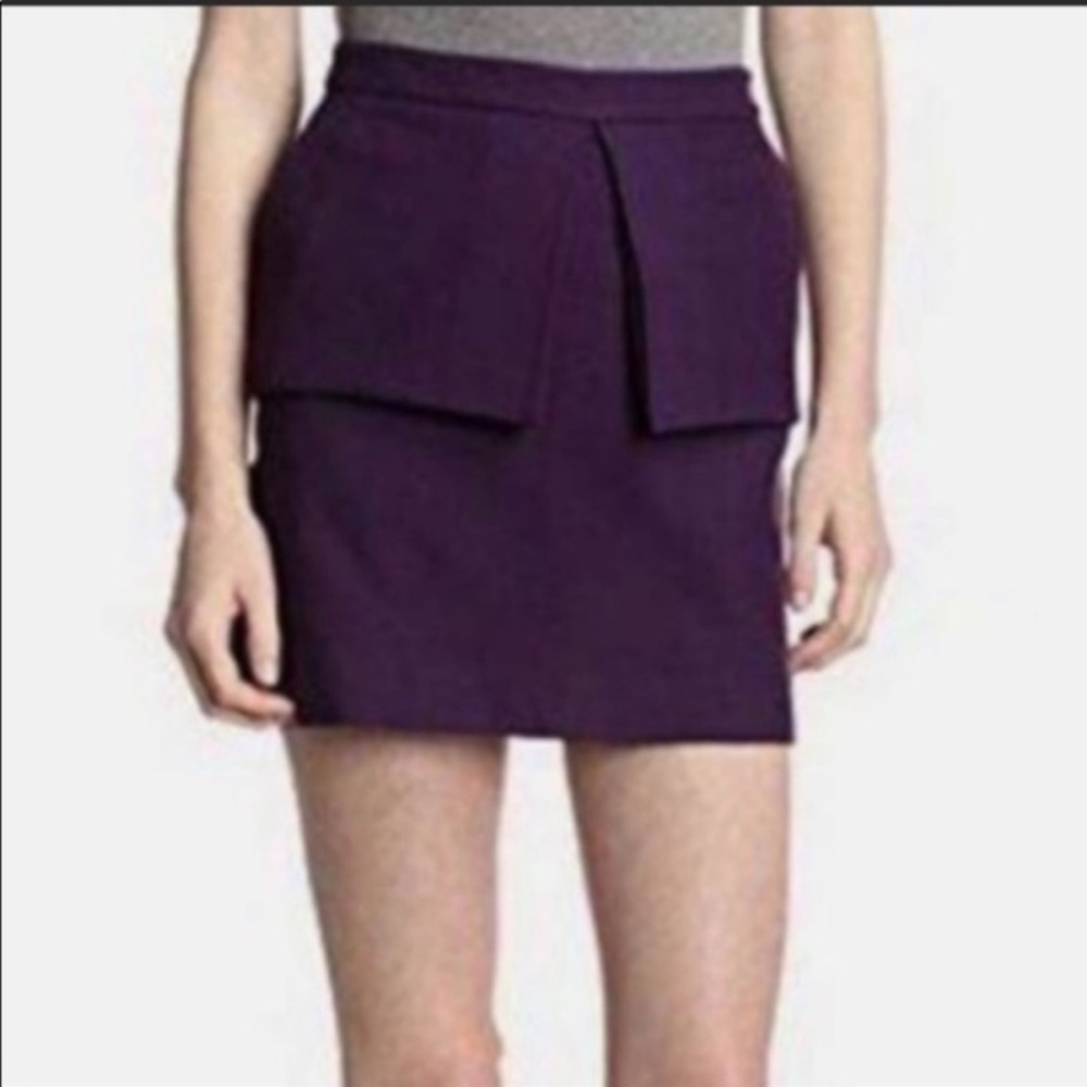 KATE SPADE SATURDAY PURPLE MINI SKIRT DEEP PLUM s Peplum flare Sz 0 texture NWT - Picture 13 of 16